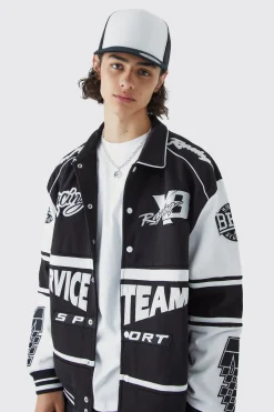 boohooMAN Oversized Jersey Harrington Varsity Jacket | UK| Coats & Jackets