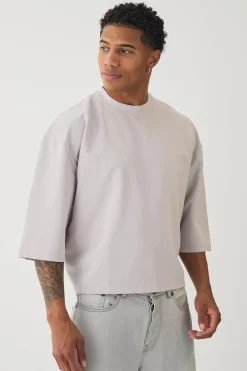 Oversized Jersey Twill Extra Boxy Half Sleeve T-shirt | UK^boohooMAN Online