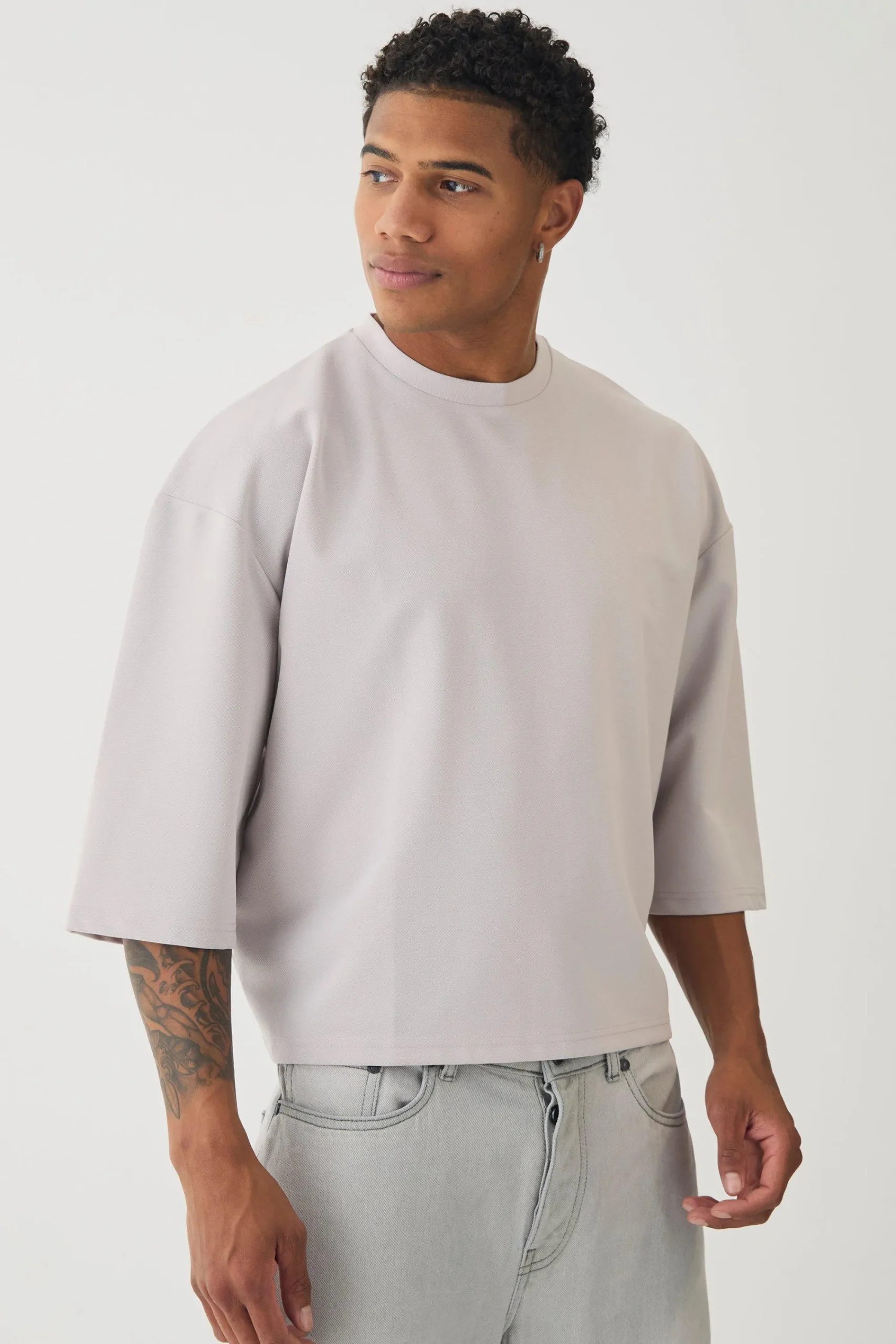 Oversized Jersey Twill Extra Boxy Half Sleeve T-shirt | UK^boohooMAN Online