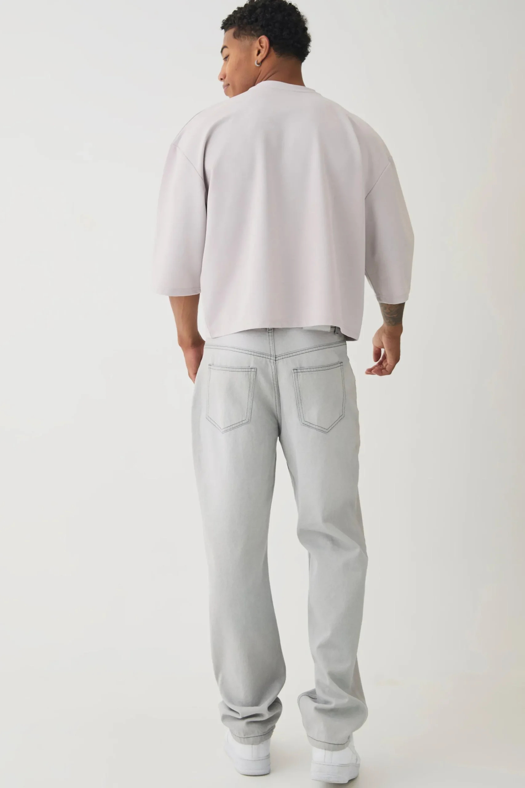 Oversized Jersey Twill Extra Boxy Half Sleeve T-shirt | UK^boohooMAN Online