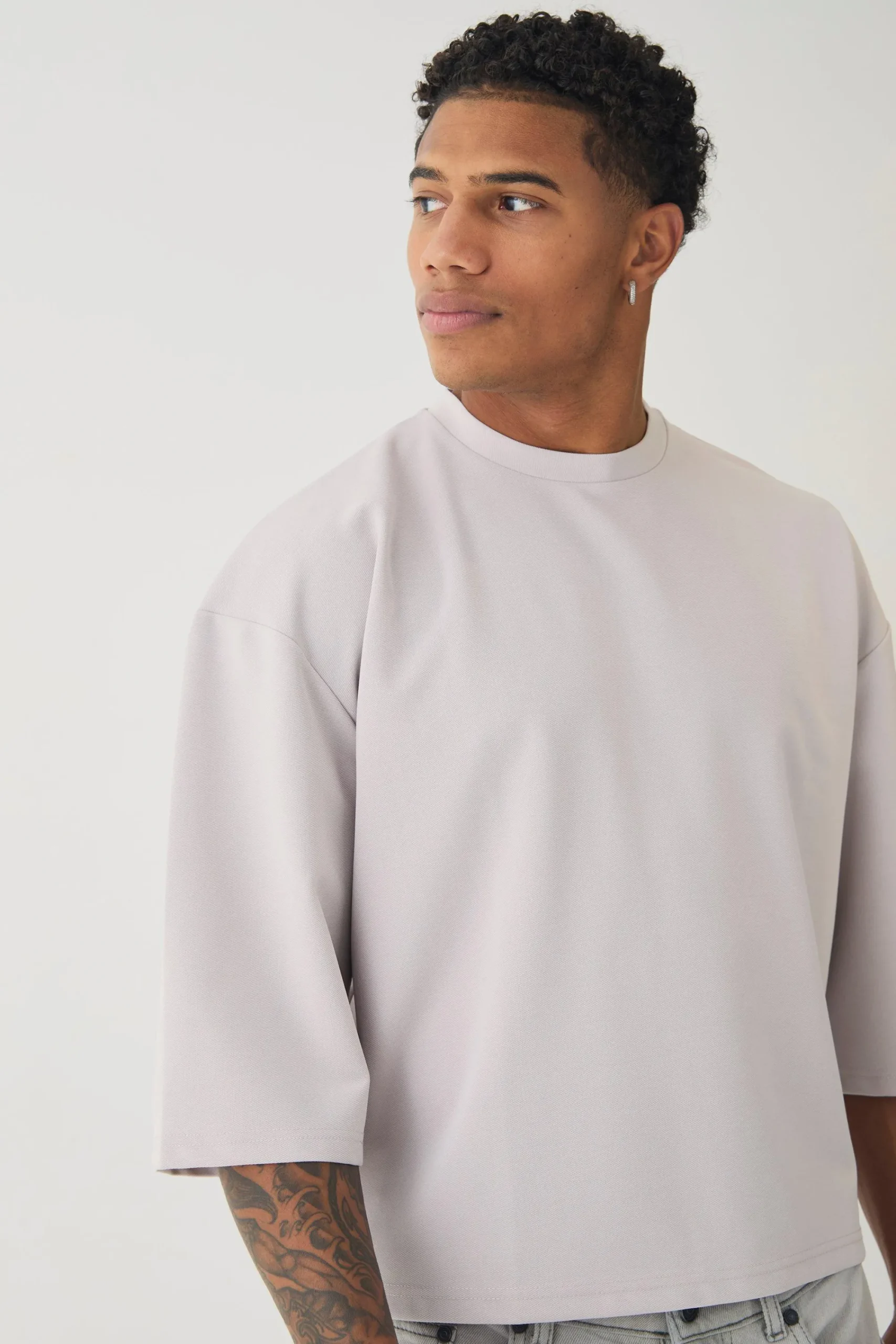 Oversized Jersey Twill Extra Boxy Half Sleeve T-shirt | UK^boohooMAN Online
