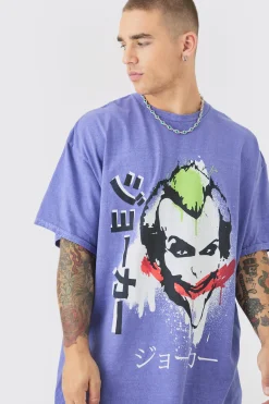 Oversized Joker Anime Wash License T-shirt | UK^boohooMAN Sale