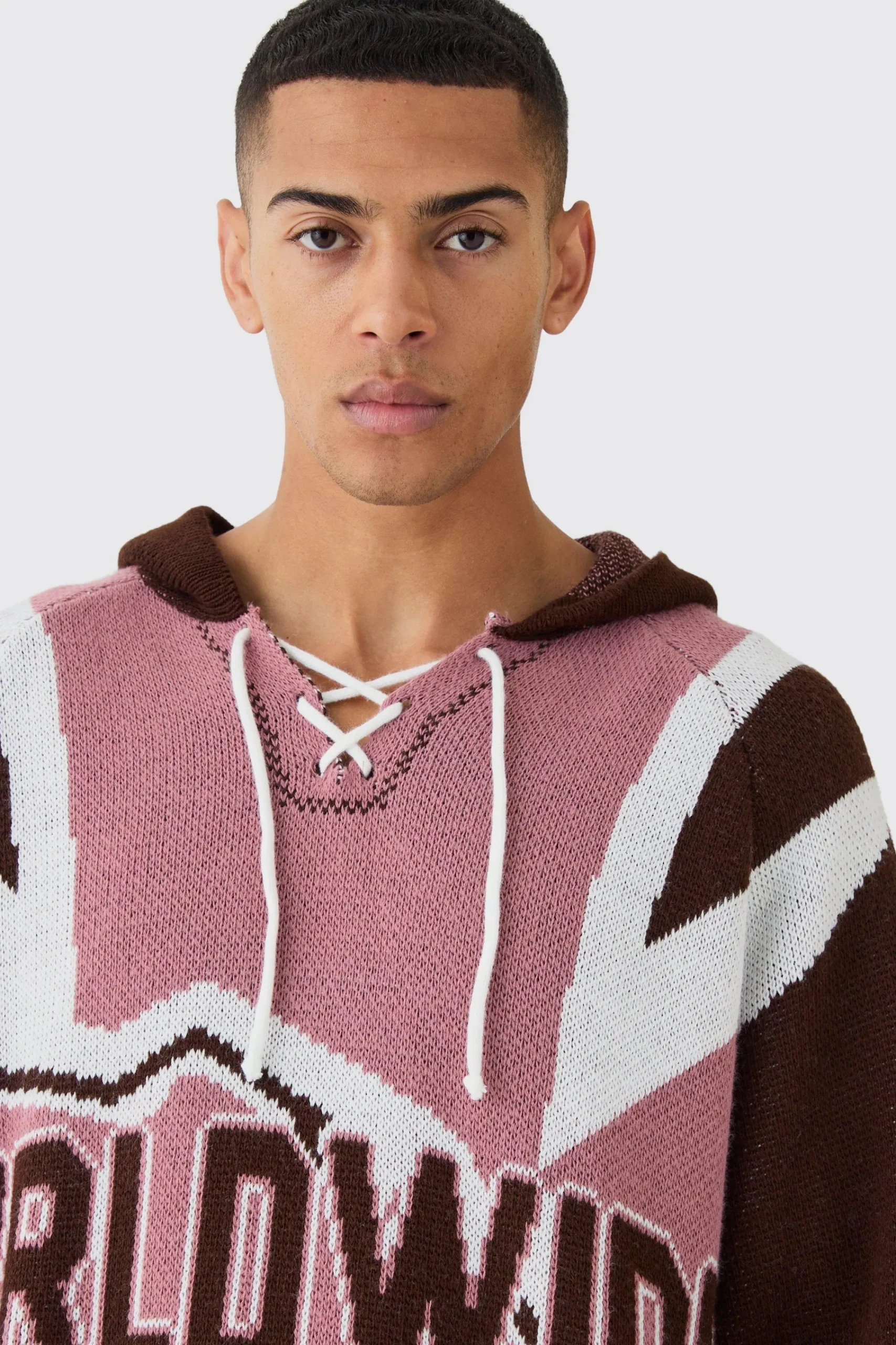 boohooMAN Oversized Lace Up Hockey Jumper With Hood | UK| Knitwear