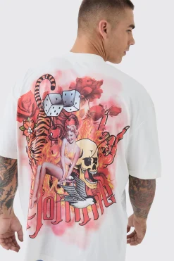 Oversized Large Scale Homme Tattoo Back Graphic T-Shirt | UK^boohooMAN
