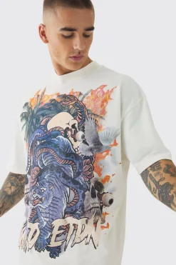Oversized Large Scale Limited Edition Tattoo Graphic T-Shirt | UK^boohooMAN Sale