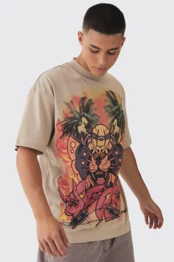 Oversized Large Scale OFCL Tattoo Graphic T-Shirt | UK^boohooMAN Hot