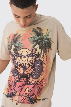 Oversized Large Scale OFCL Tattoo Graphic T-Shirt | UK^boohooMAN Hot
