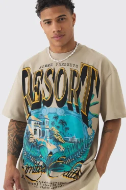 Oversized Large Scale Resort Palm Graphic T-shirt | UK^boohooMAN Online