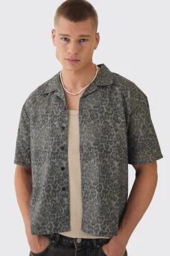 boohooMAN Oversized Leopard Print Revere Boxy Shirt | UK| Shirts