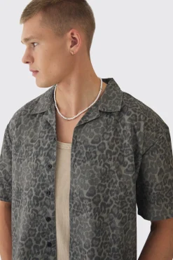 boohooMAN Oversized Leopard Print Revere Boxy Shirt | UK| Shirts