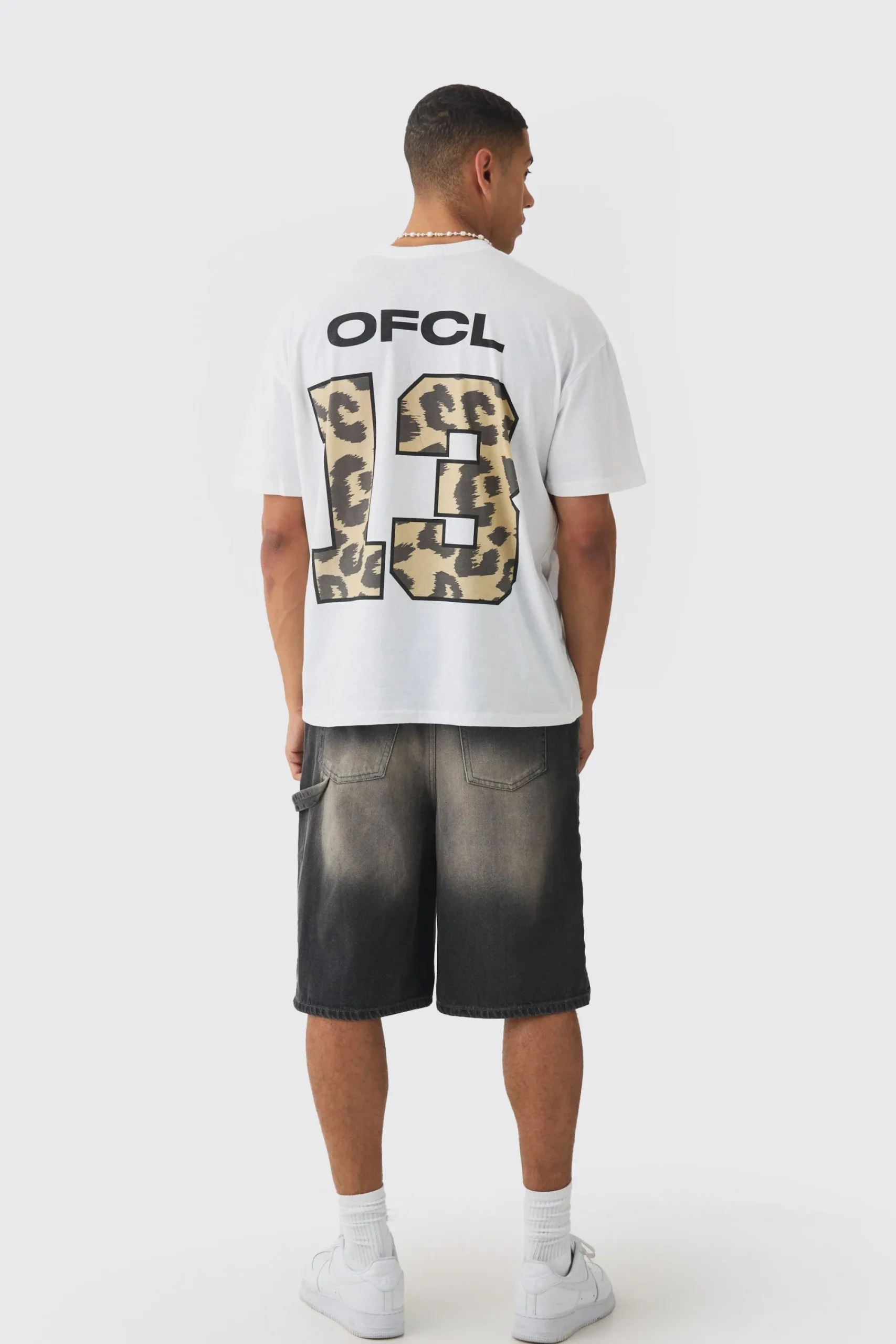 Oversized Leopard Varsity Back Print T-shirt | UK^boohooMAN New