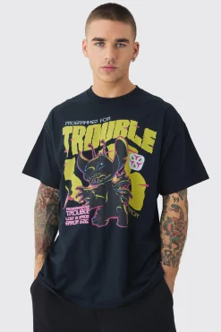 Oversized Lilo & Stitch License Print T-shirt | UK^boohooMAN