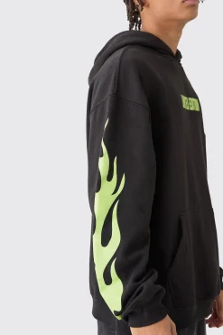 boohooMAN Oversized Limited Edition Flame Hoodie | UK| Hoodies & Sweatshirts