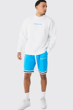 boohooMAN Oversized Limited Edition Sweat And Basketball Mesh Short Set | UK| Tracksuits