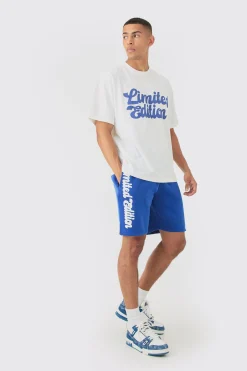 boohooMAN Oversized Limited Edition Puff Print T-shirt & Short Set | UK| Sets & Co-Ords|Tracksuits