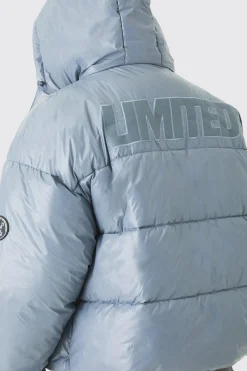 boohooMAN Oversized Limited Embroidered Hooded Puffer In | UK| Coats & Jackets