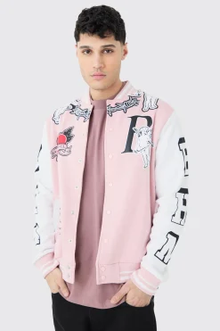 boohooMAN Oversized Limited Jersey Varsity Jacket | UK| Coats & Jackets