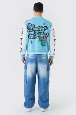 boohooMAN Oversized Limited Jersey Varsity Jacket | UK| Coats & Jackets