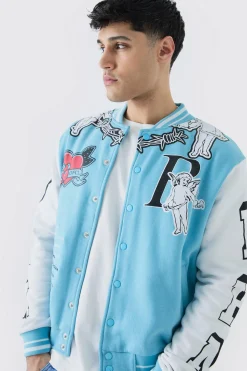 boohooMAN Oversized Limited Jersey Varsity Jacket | UK| Coats & Jackets