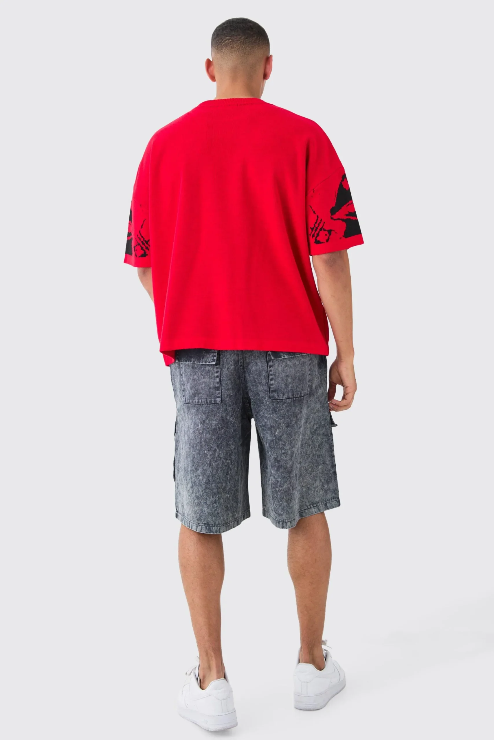 Oversized Line Drawing Knitted T-shirt | UK^boohooMAN Outlet