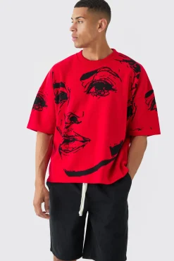 Oversized Line Drawing Knitted T-shirt | UK^boohooMAN
