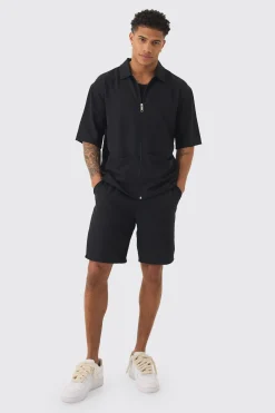 boohooMAN Oversized Linen Deep Pocket Shirt & Short Set | UK| Sets & Co-Ords