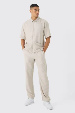 boohooMAN Oversized Linen Deep Pocket Shirt & Trouser Set | UK| Sets & Co-Ords