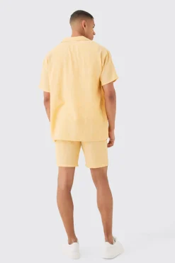 boohooMAN Oversized Linen Look Shirt & Short Set | UK| Sets & Co-Ords