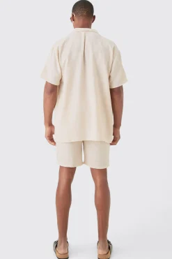 boohooMAN Oversized Linen Look Shirt & Short Set | UK| Sets & Co-Ords