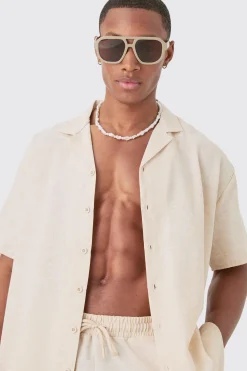 boohooMAN Oversized Linen Look Shirt & Short Set | UK| Sets & Co-Ords