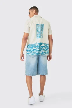 boohooMAN Oversized Linen Look Wave Shirt | UK| Shirts