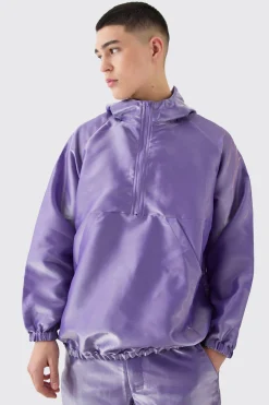 boohooMAN Oversized Liquid Metallic Half Zip Windbreaker | UK| Coats & Jackets