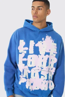 boohooMAN Oversized Live Loud Printed Hoodie | UK| Hoodies & Sweatshirts