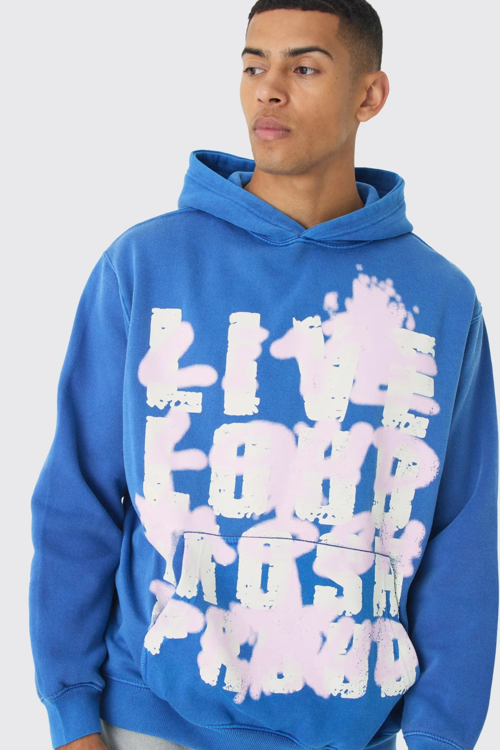 boohooMAN Oversized Live Loud Printed Hoodie | UK| Hoodies & Sweatshirts