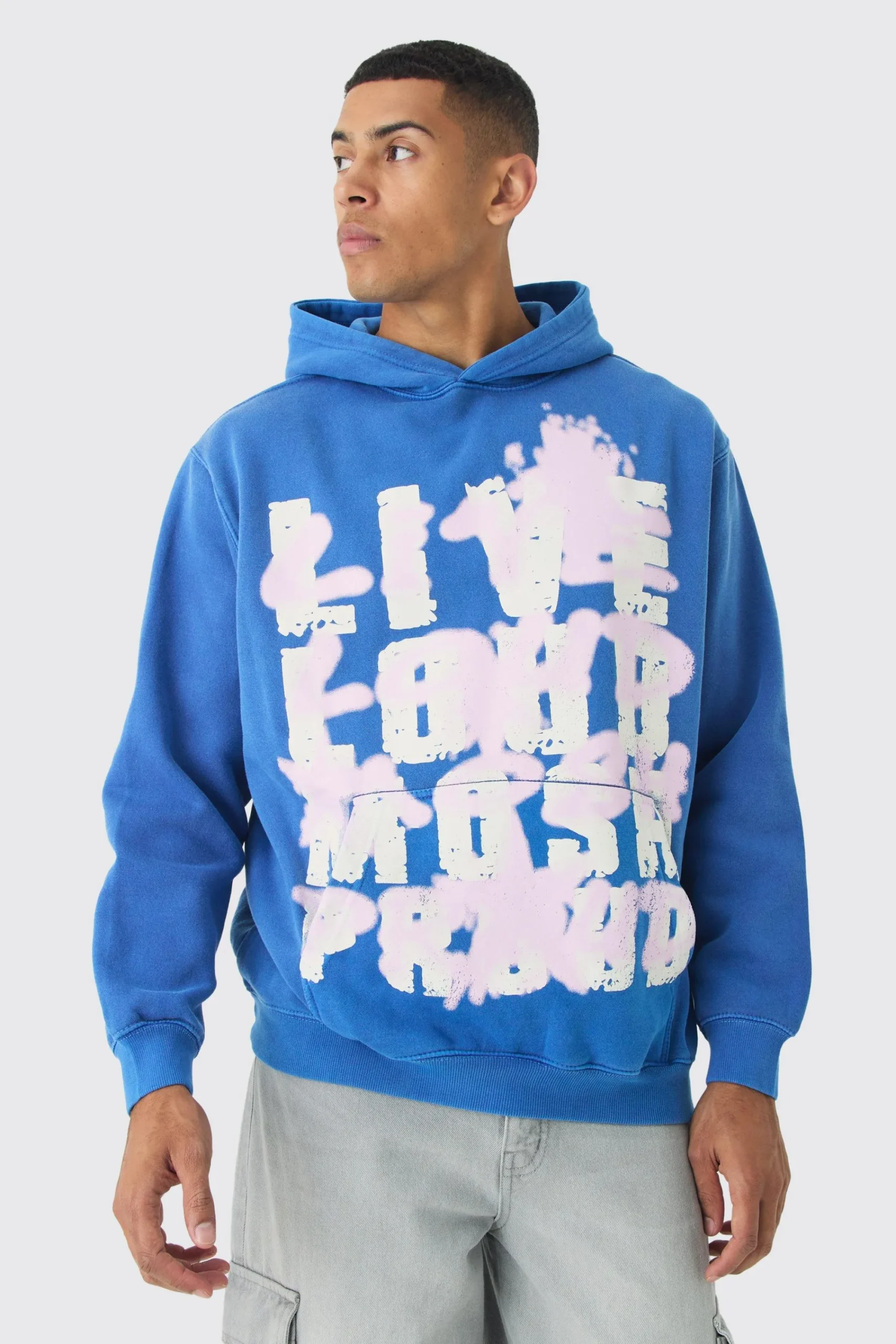 boohooMAN Oversized Live Loud Printed Hoodie | UK| Hoodies & Sweatshirts