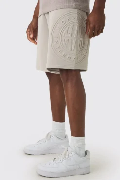 boohooMAN Oversized Long Length Worldwide Embossed Short | UK| Shorts