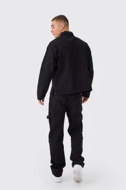 boohooMAN Oversized Long Sleeve 1/4 Neck Denim Shirt | UK| Shirts