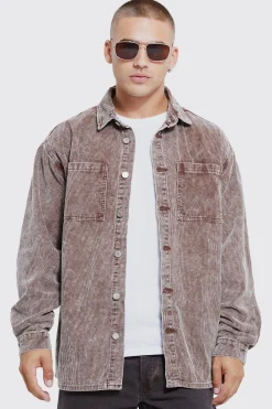 boohooMAN Oversized Long Sleeve Acid Wash Cord Shirt And Trouser Set | UK| Sets & Co-Ords