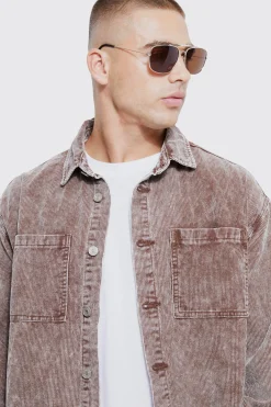 boohooMAN Oversized Long Sleeve Acid Wash Cord Shirt And Trouser Set | UK| Sets & Co-Ords