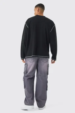 boohooMAN Oversized Long Sleeve Printed Waffle Sweatshirt | UK| Hoodies & Sweatshirts