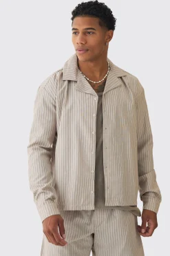 boohooMAN Oversized Long Sleeve Stripe Shirt & Short Set | UK| Sets & Co-Ords