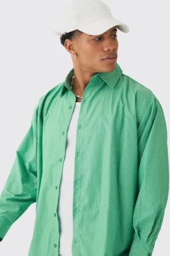 Oversized Long Sleeved Striped Shirt In | UK^boohooMAN Outlet