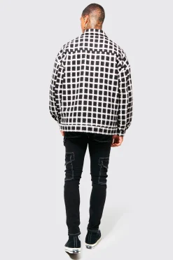 boohooMAN Oversized Look Grid Check Harrington | UK| Coats & Jackets