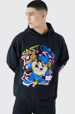 boohooMAN Oversized Looney Tunes Taz Multi Print License Hoodie | UK| Hoodies & Sweatshirts