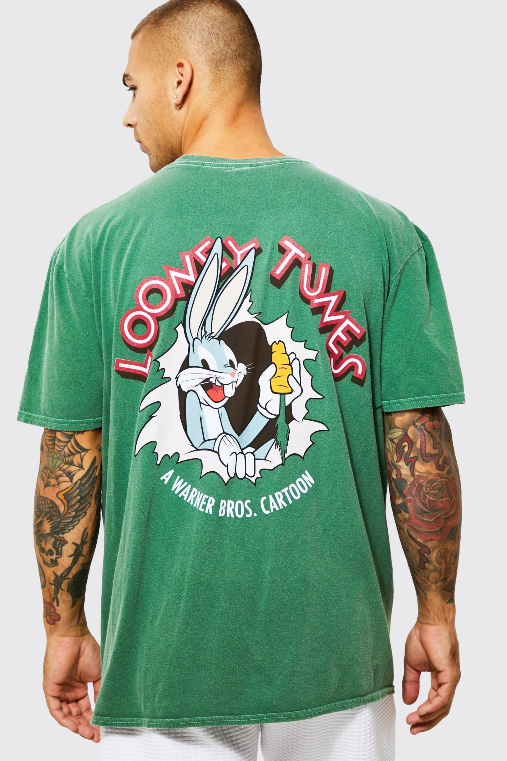 Oversized Looney Tunes Washed T-shirt | UK^boohooMAN Clearance