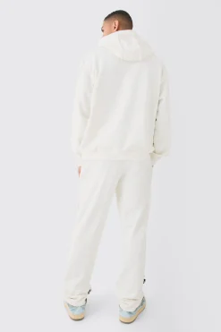 boohooMAN Oversized Loopback Raw Hem Panel Hooded Tracksuit | UK| Tracksuits