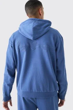 boohooMAN Oversized Loopback Ribbed Applique Hoodie | UK| Hoodies & Sweatshirts