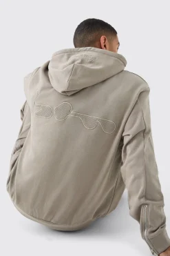 boohooMAN Oversized Loopback Ribbed Applique Hoodie | UK| Hoodies & Sweatshirts