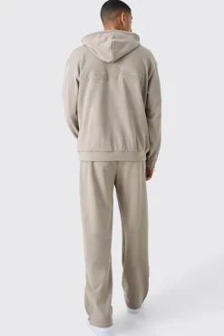 boohooMAN Oversized Loopback Ribbed Applique Zip Jogger | UK| Joggers