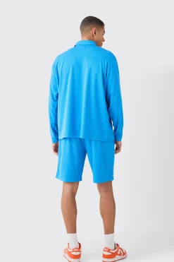 boohooMAN Oversized Los Angeles Rugby Mesh Polo & Mesh Shorts Set | UK| Tracksuits